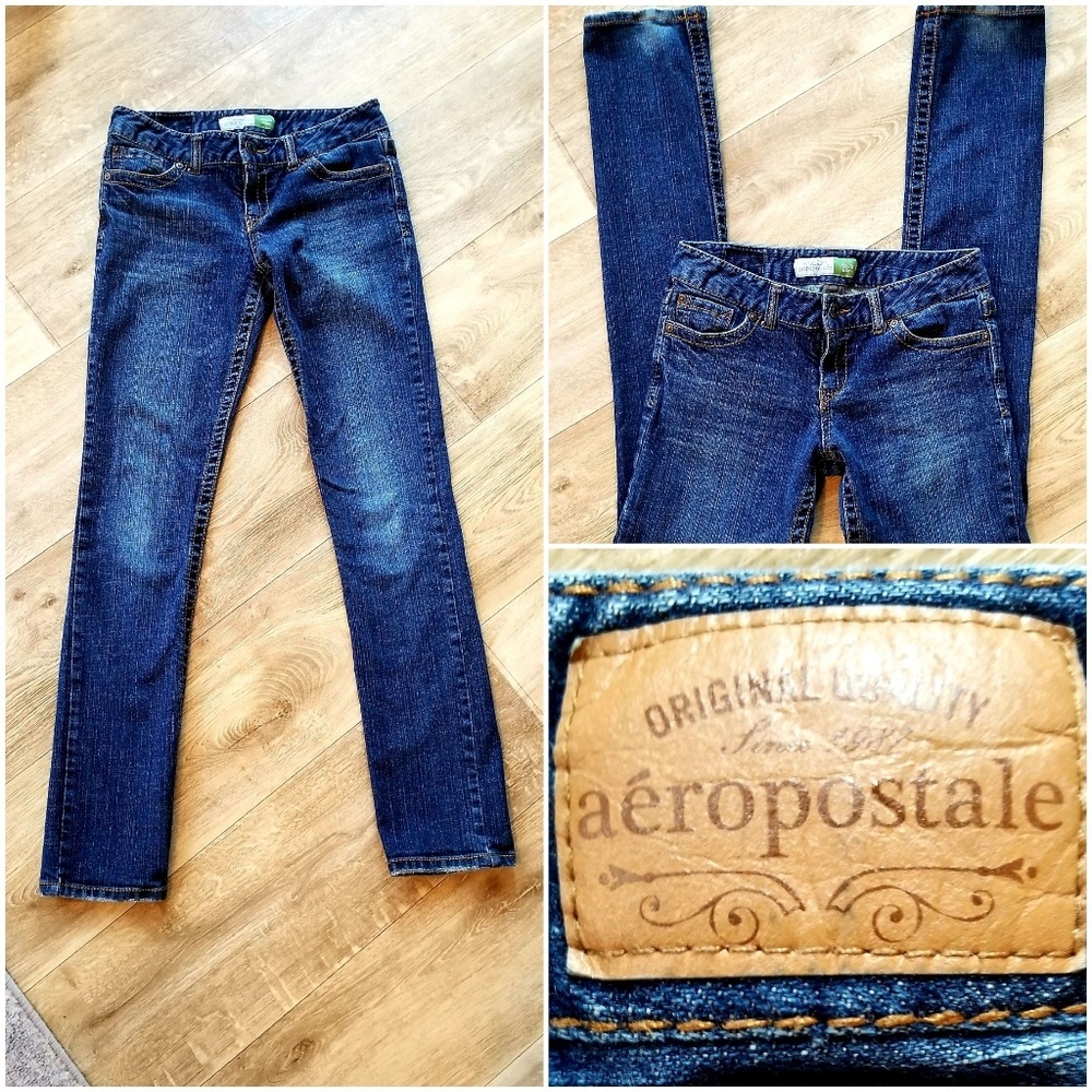 Aeropostale Bayla Skinny Straight Denim Blue Jeans